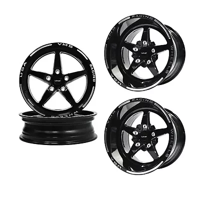 VMS Racing Black V Star Drag Pack 17x4.5 -25 & 15x10 0 ET 5.5  BS 5X120 5X4 3/4  • $899.95