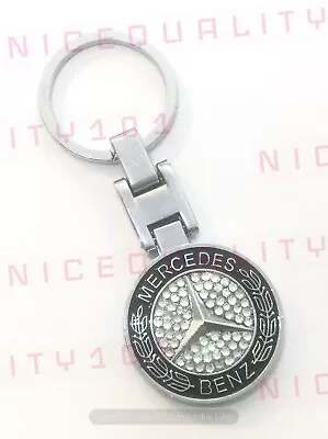 Mercedes Benz Double Sided Metal Keychain Made With Swarovski Crystals • $27.99