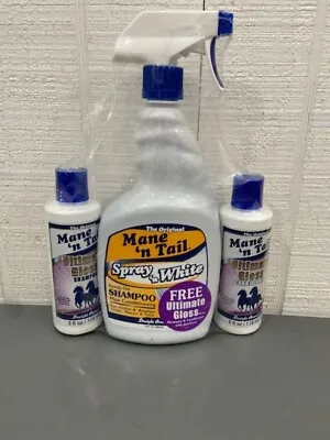 Mane 'n Tail SPRAY 'N WHITE 32 Oz. W/ FREE Ultimate Gloss Shampoo Conditioner • $24.99