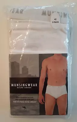 Munsingwear Mens Size 42 White Mid Rise Briefs Kangaroo Pouch 3 Pack Vintage Nos • $39.95