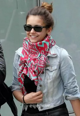 Sir Alistair Rai Ikat Wrap Scarf Blue Red AS Seen On Vampire Diaries Nina Dobrev • £26.61