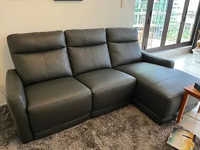 Nick Scali 3 Seat Leather Sofa With Recliner • $1500