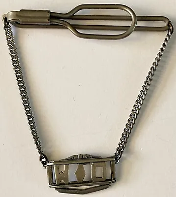 Vintage Silver Tone Chain Tie Bar Clip Monogram Letters W O • $9