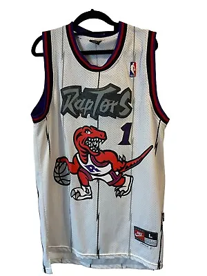 Toronto Raptors Tracy McGrady White 1 Regular Season Retro Vintage Jersey Large • $41.60