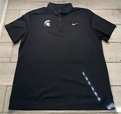 Michigan State Spartans Polo Shirt Mens XXL 2X Black Polyester Nike Dri Fit Logo • $23