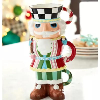 MACKENZIE-CHILDS Holiday Sweets Nutcracker Stacking Ceramic Mugs Set Of 3 NEW • $139