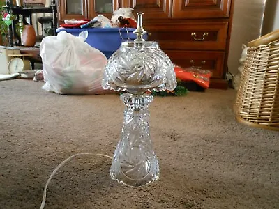 Zajecar 24% Lead Crystal Boudoir Table Lamp With Shade Etched Yugoslavia • $30