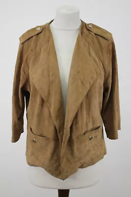 MASSIMO DUTTI Brown Leather Jacket Size L • £25.49