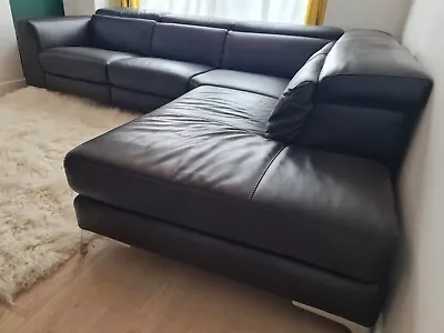 Natuzzi 5 Places Brown Leather Corner Sofa Used • £4990