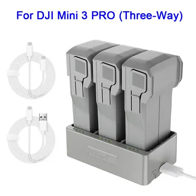 $46.54 • Buy For DJI Mini 3 Pro Drone Battery Charger 3-Way USB/Type-C Fast Charging Hub AU