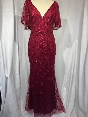 Vintage Inspired 30’s Burgundy Sequined Net Evening Dress • $45