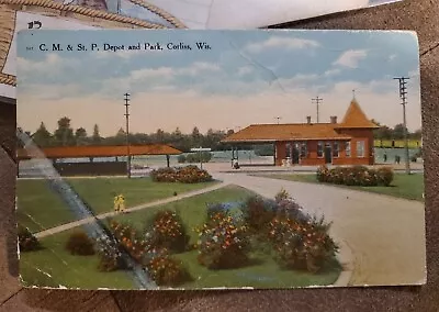 Corliss Wisconsin Vintage Postcard A7518 C M & St P Depot And Park • $9.99
