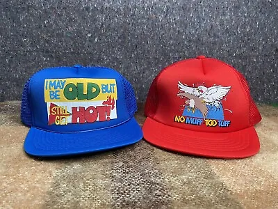 NWOT Vtg 80s Trucker Hats No Muff Too Tuff And I May Be Old But I Still Get HOT • $18