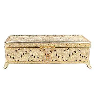 Trinket Box Metal Jewelry Box Rectangular Soft Velvet Rust Protection For Rings • £38.02