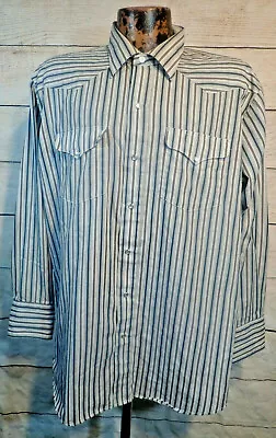 Mesquite Niver Pearl Snap Vintage Striped Western Shirt XL Fort Worth Texas Usa • $23