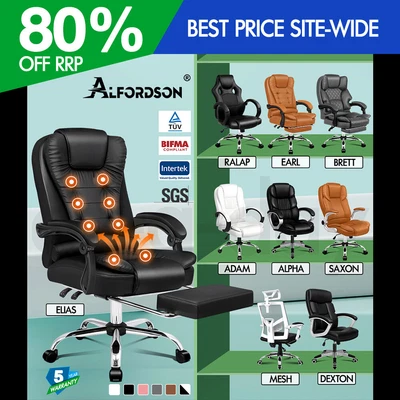 $149.95 • Buy ALFORDSON Office Chair Mesh Executive Gaming Seat Leather Fabric Racing Tilt
