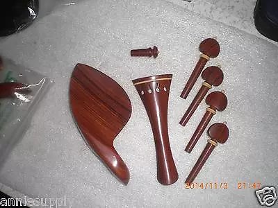 1 Set Best Quality Rose Wood Violin Parts 4/4 With Tail Piece Chin Rest Pegs End • $28.99