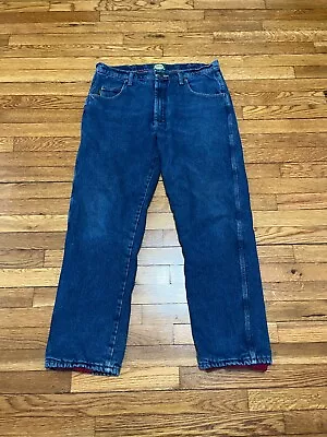 Cabela's Mens Fleece Lined Jeans Sz 36x32 Blue Denim Workwear Pants Outdoors • $23.95