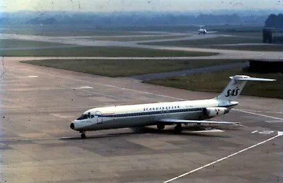 35mm Slide  SAS DC-9 At Manchester Airport Approx 1978 • £2.95