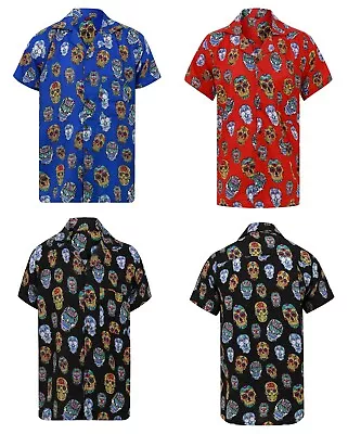 Hawaiian Shirt Sugar Skull Shirt Halloween Loud Mens Aloha Mexico Stag Party Uk • £10.99