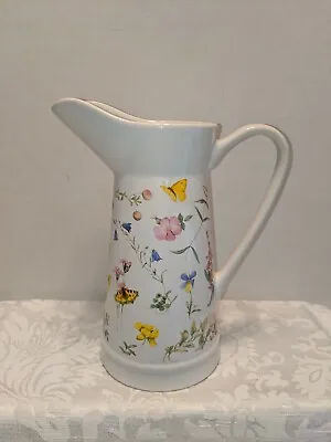 Vintage Hallmark Majolein Bastin Wildflowers With Butterflies Porcelain Pitcher • $28.99