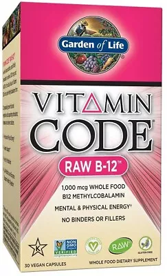 Garden Of Life Vitamin Code RAW B-12 For Mental & Physical Energy 30 Capsules • $35.47