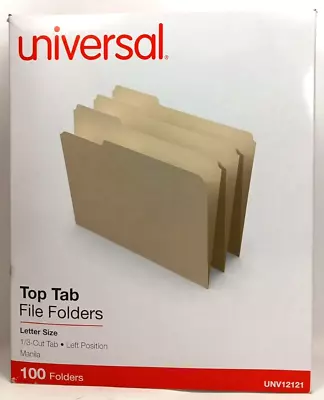 Universal 12121 1/3-Cut Left Top Tab File Folders - Letter Manila (100/BX) • $8