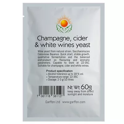 Champagne Cider & White Wine Yeast 60g • £6