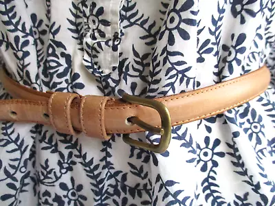 Vintage Coach Skinny Belt Womens Cowhide Leather Beige Sz 30  Small Brass Buckle • $24.99