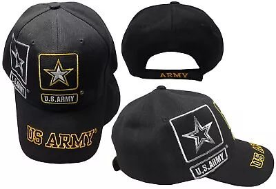 U.S. Army Star Gold Letters On Bill Shadow Black Embroidered Cap CAP601V Hat • $8.88