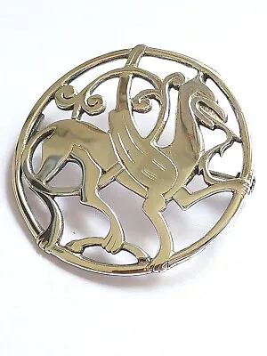 Edinburgh Hallmarked Silver Mythical Beast Dagon Brooch By Shetland Silvercraft  • £24.99