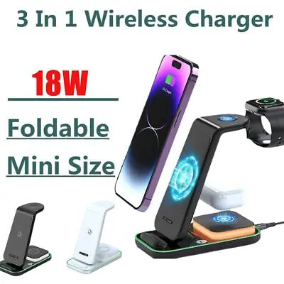 $37.35 • Buy 3 IN 1 Fast Wireless Charger Charging Dock Stand For IPhone Airpods IWatch F49C