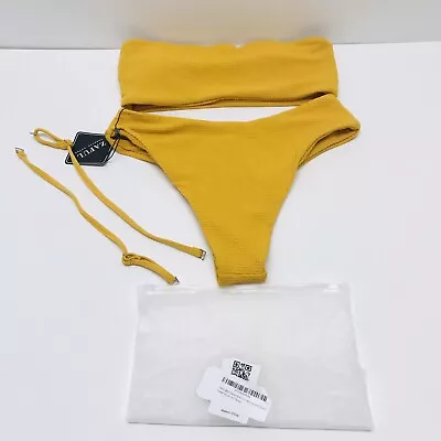 ZAFUL Bikini Textured Removable Straps Padded Bandeau Two Piece Bathing Suite • $15.96