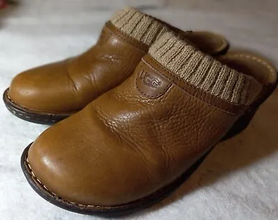 UGG Australia Gael 1937 Comfort Mule Clog US 8 Leather Sweater Cuff  • $25.99