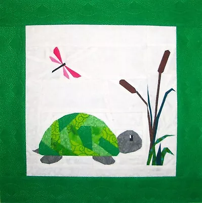 Paper Pieced TURTLE In The POND 16   Banner Quilt Blocks Mini Quilt Top-Wendy • $10.50