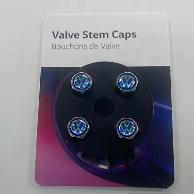 Genuine VW Valve Stem Caps - Blue On Silver 4 Pack New Logo 000071215J • $19.99