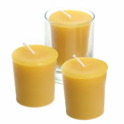 100% Beeswax Votives Candles  - 2  Tall And One Glass Votive Holder • $13.99