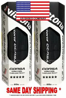 Vittoria Corsa Control G 2.0 TLR Tubeless Clincher 700 X 25 All Black  USA Based • $126.90