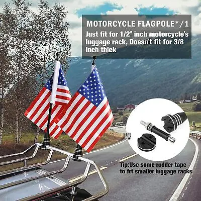 Universal Motorcycle Bike American USA Flag Pole Luggage Rack Mount For Harley  • $10.86