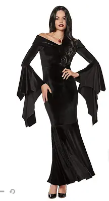 Spirit Halloween Adult Addams Family Morticia Women's Costume Wig Dress Necklace • $24.99