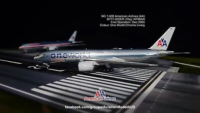NG 1:400 American Airlines (AA) B777-200ER N796AN (OneWorld Chrome Livery) • $77.05
