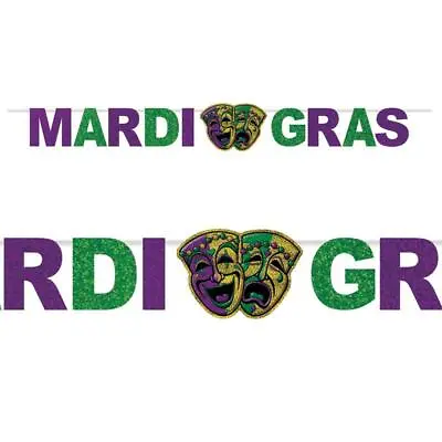 Mardi Gras Hanging Streamer Party Decoration Comedy Tragedy Mask Banner 244cm  • £7.75