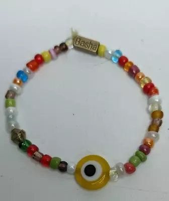 Vintage Used Aaron Basha Evil Eye Glass Bracelet • $55.99
