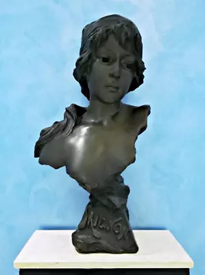 Emmanuel Villanis MIGNON 1896 SALON Art Nouveau Bronze Bust Woman French Artist • $3000