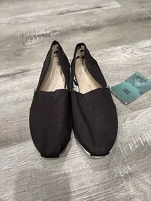 TOMS Women's 001001b07-BLK Black Canvas Alpargata Flat Size 9.5 • $11.25