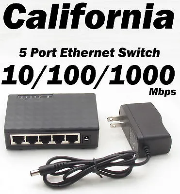 5 Port Ethernet RJ 45 Network Switch 10/100/1000 Mbps PC MDI/MDIX Hub RJ45 XBox  • $19.95