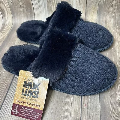 Muk Luks Women’s Size Medium 7-8 Dark Sapphire Blue Cozy Comfort Slippers New • $9.99