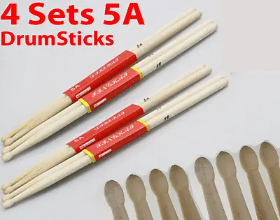 4 Pairs 5A Drum Sticks Drumsticks Maple Wood Music Band Jazz Rock NEW     • $9.59