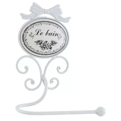 Shabby Chic White Metal Le Bain Toilet Roll Holder French Country Wallmounted • £16.99