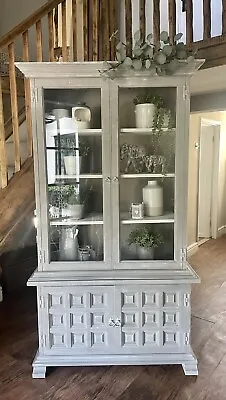 £295 • Buy Shabby Chic Display Cabinet Painted In Annie Sloan French Linen And Old White